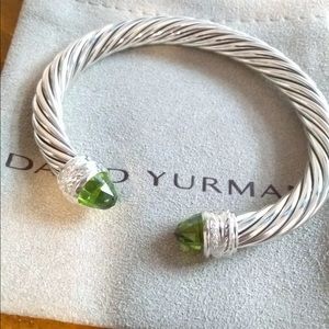 David Yurman 7mm cable  peridot and diamonds 6.5